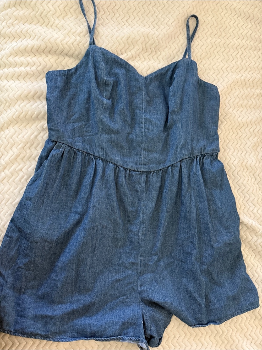 Old Navy Denim Blue Romper with Spaghetti Straps